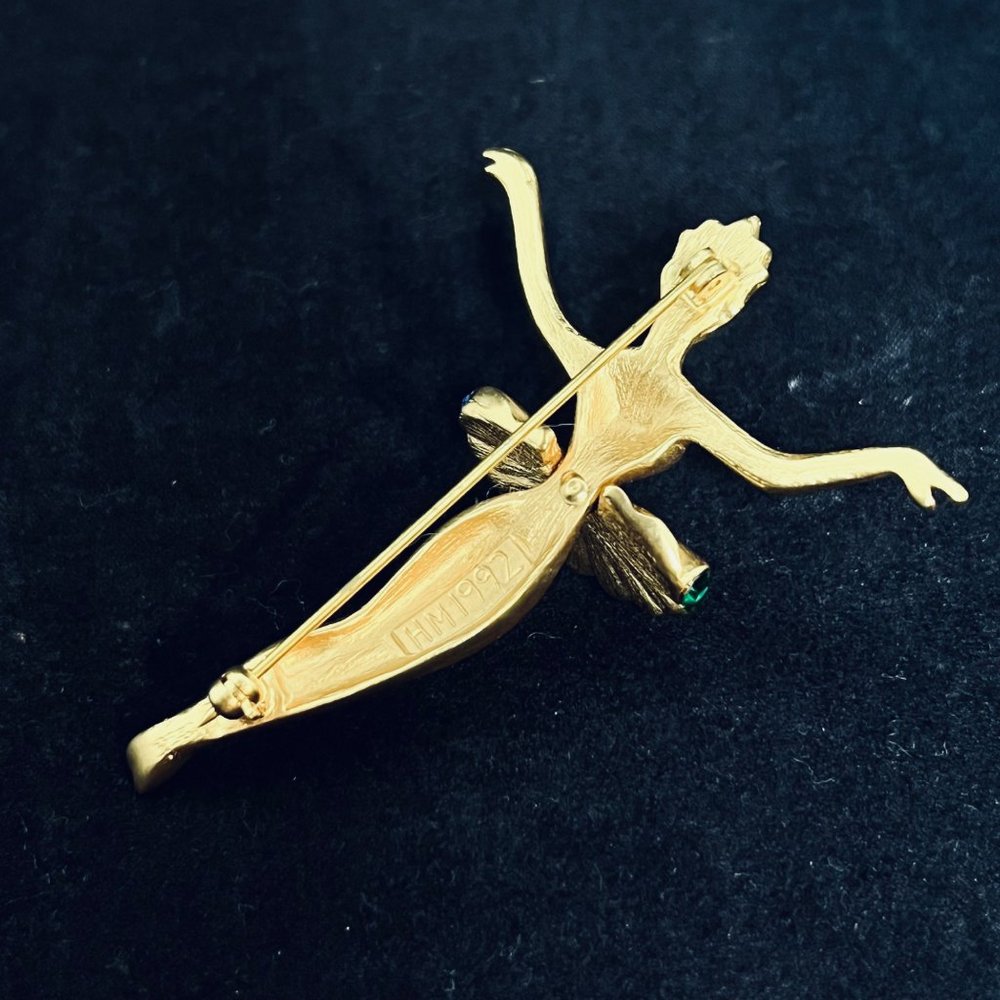 Harrice Simons Miller Gold Tone And Rhinestone Ballerina Brooch - Picture 5 of 6